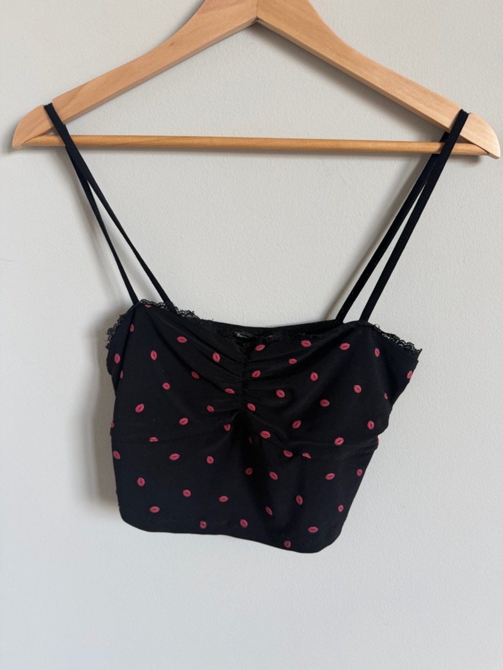 Bershka Cropped Tank with Lip Print